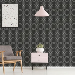 Geometric wallpaper Hexagon Removable Peel and Stick wallpaper or Unpasted wallpaper PVC-Free Seamless Self-adhesive wallpaper image 3