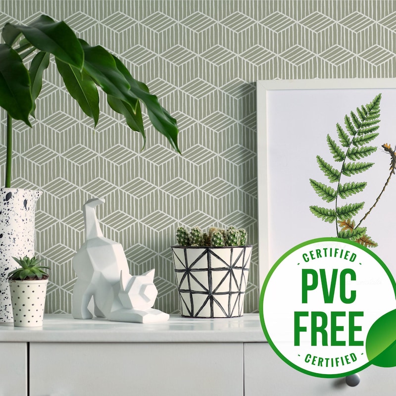 Green Geometric Wallpaper - Etsy
