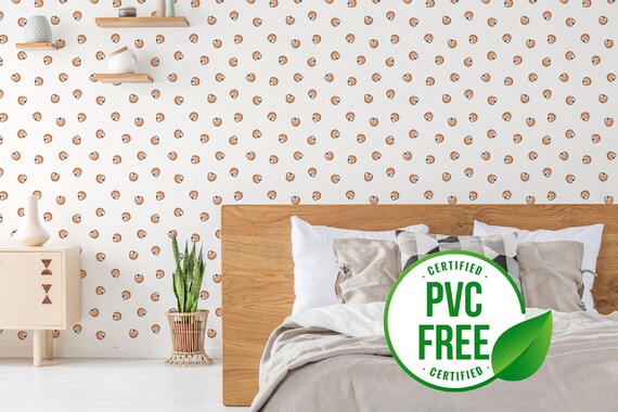 Orange apple wallpaper | Removable Peel and Stick wallpaper or Unpasted wallpaper - PVC-Free | Fruit Minimal Self-adhesive wallpaper