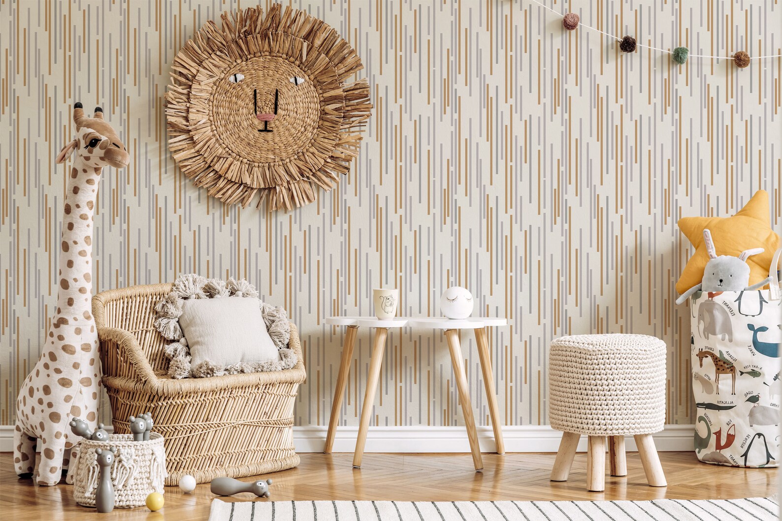 Brown and Gray Striped Wallpaper Removable Peel and Stick - Etsy