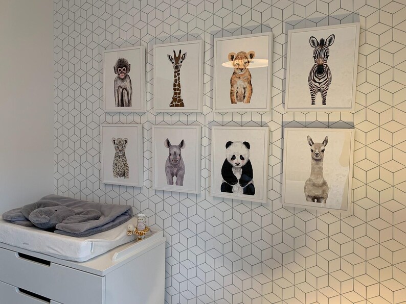 Geometric self-adhesive wallpaper | Hexagon Removable Peel and Stick wallpaper or Unpasted wallpaper - PVC-Free image 3