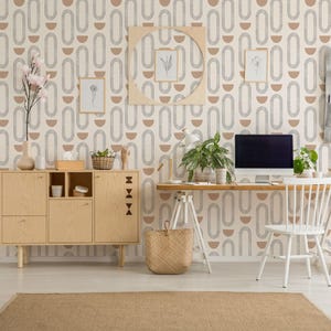 Abstract boho circles self-adhesive wallpaper | Removable Peel and Stick wallpaper or Unpasted wallpaper - PVC-Free image 3