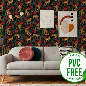 Tigers self-adhesive wallpaper | Jungle Removable Peel and Stick wallpaper or Unpasted wallpaper - PVC-Free | Bold wallpaper