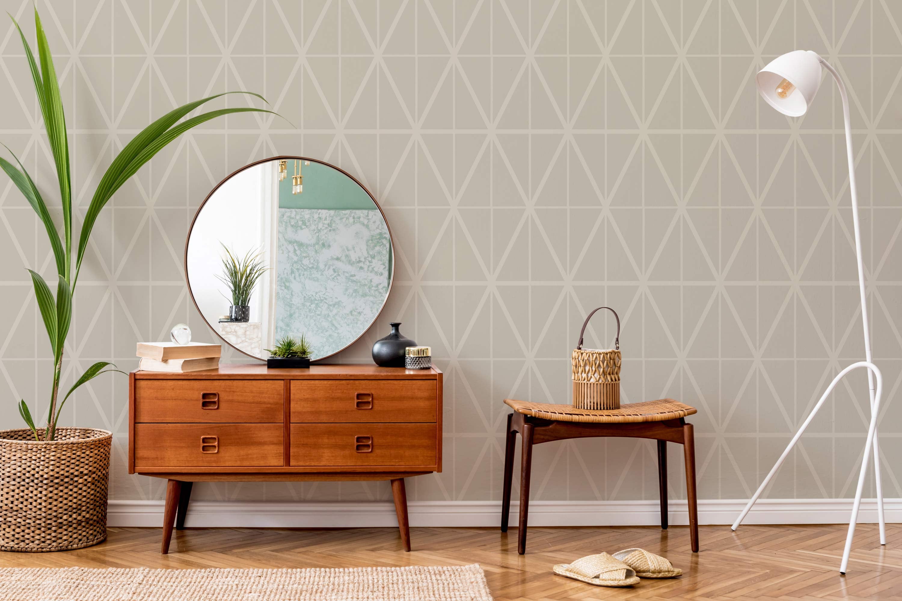 Beige Geometric Wallpaper Removable Peel and Stick Wallpaper Etsy