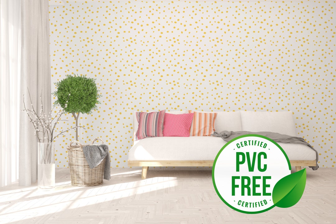 Yellow Dalmatian Selfadhesive Wallpaper Dots Removable Peel and Stick