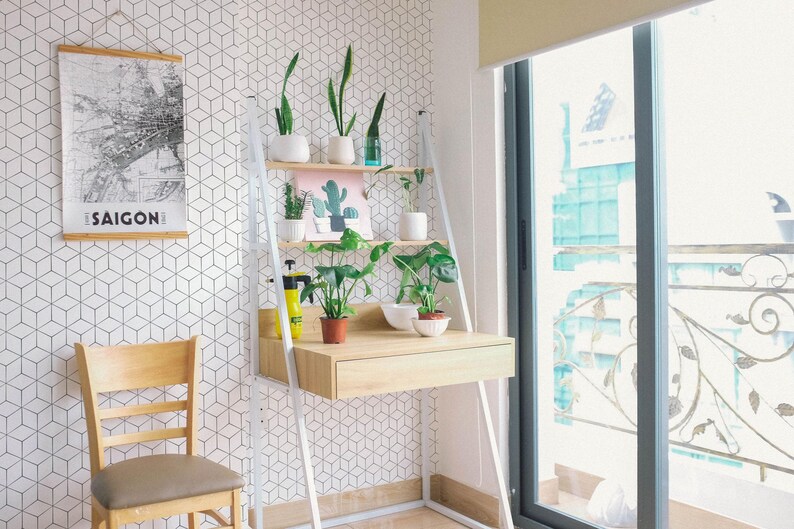 Geometric self-adhesive wallpaper | Hexagon Removable Peel and Stick wallpaper or Unpasted wallpaper - PVC-Free image 8
