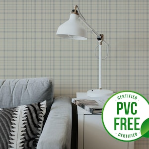 Neutrale Schottenkaro-Tapete | Ablösbare Tapete oder ungeklebte Tapete - PVC-Frei | karierte gestreifte selbstklebende Tapete