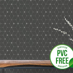 Graue mutige geometrische Tapete | Ablösbare Tapete oder ungeklebte Tapete - PVC-Frei | Gepunktete Dunkle Selbstklebende Tapete