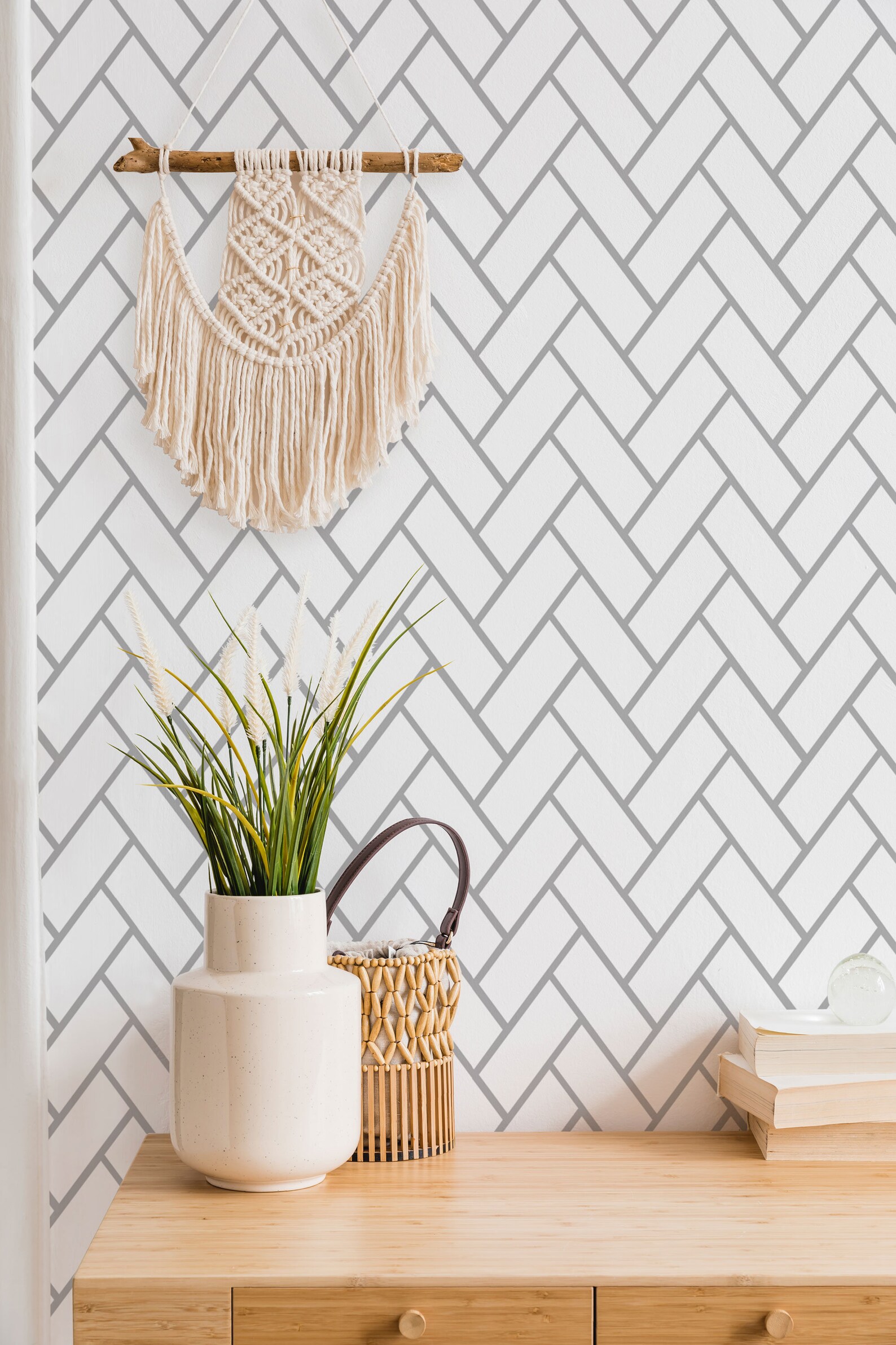 Herringbone Selfadhesive Wallpaper Tile Removable Peel and Etsy