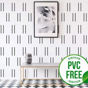 Papier peint à rayures noires | amovible ou papier peint non encollé - sans PVC | Papier peint auto-adhésif minimaliste géométrique