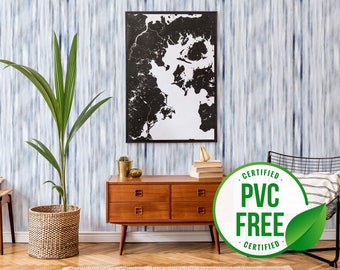 Coastal wallpaper | Striped Removable Peel and Stick wallpaper or Unpasted wallpaper - PVC-Free | Coastal blue Self-adhesive wallpaper