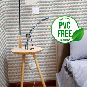 Beige and gray geometric wallpaper | Removable Peel and Stick wallpaper or Unpasted wallpaper - PVC-Free | Retro Self-adhesive wallpaper