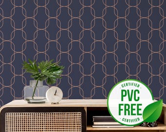 Art Deco wallpaper | Geometric Removable Peel and Stick wallpaper or Unpasted wallpaper - PVC-Free | Mid-century Self-adhesive wallpaper