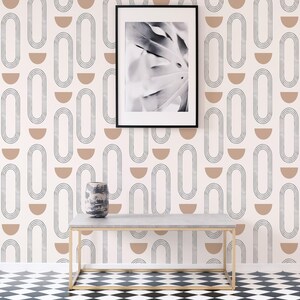Abstract boho circles self-adhesive wallpaper | Removable Peel and Stick wallpaper or Unpasted wallpaper - PVC-Free image 9