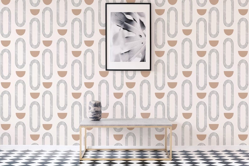 Abstract boho circles self-adhesive wallpaper | Removable Peel and Stick wallpaper or Unpasted wallpaper - PVC-Free image 9