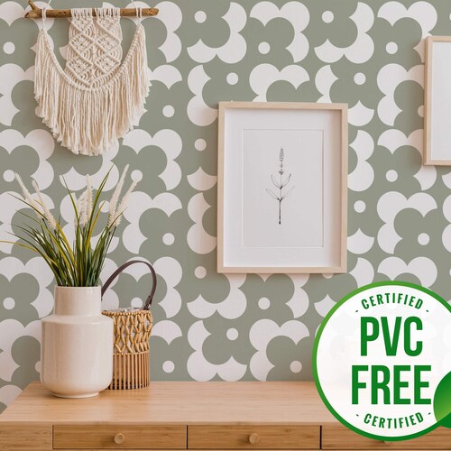 Papier peint floral rétro | Papier peint autocollant amovible floral années 60 ou papier peint non encollé - sans PVC | Papier peint auto-adhésif rétro