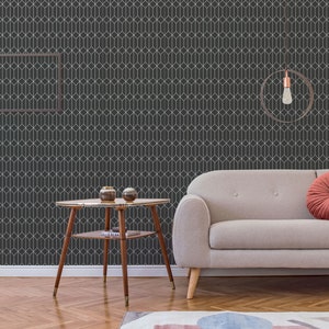 Geometric wallpaper Hexagon Removable Peel and Stick wallpaper or Unpasted wallpaper PVC-Free Seamless Self-adhesive wallpaper image 7