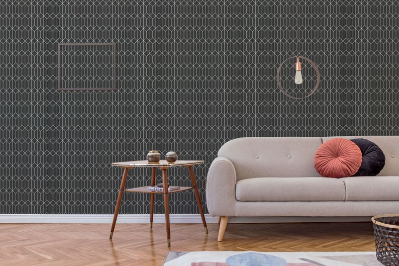 Geometric wallpaper Hexagon Removable Peel and Stick wallpaper or Unpasted wallpaper PVC-Free Seamless Self-adhesive wallpaper image 7