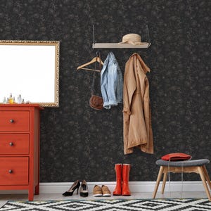 Black and beige floral wallpaper | Removable Peel and Stick wallpaper or Unpasted wallpaper - PVC-Free | Bold Self-adhesive wallpaper image 8