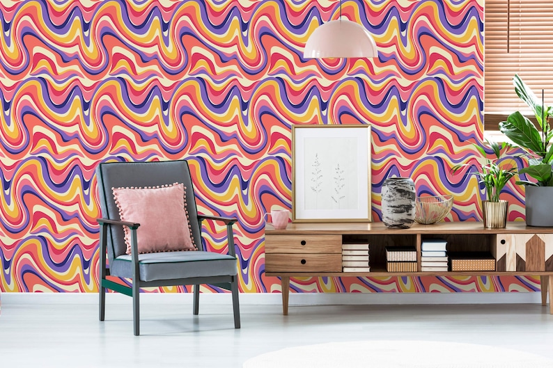 Colorful Psychedelic Wallpaper Removable Peel and Stick - Etsy