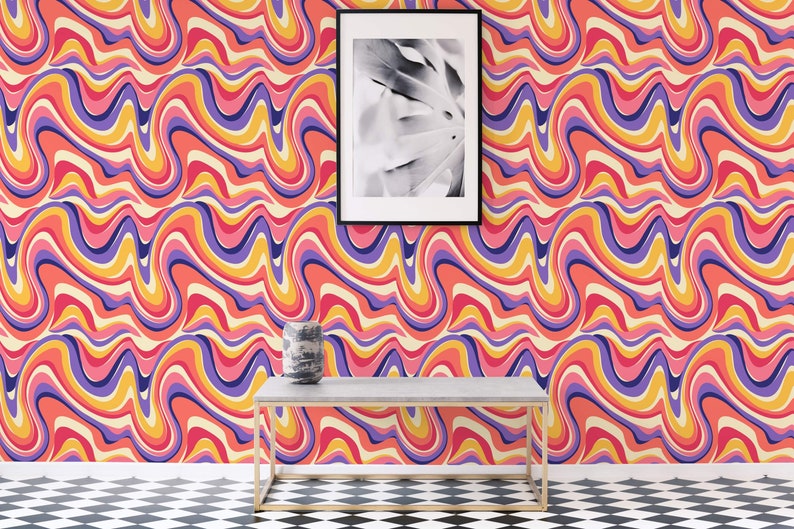 Colorful Psychedelic Wallpaper Removable Peel and Stick - Etsy