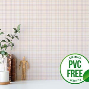 Beige Faux-Tweed-Tapete | Ablösbare Tapete oder ungeklebte Tapete - PVC-Frei | Karierte Neutrale selbstklebende Tapete