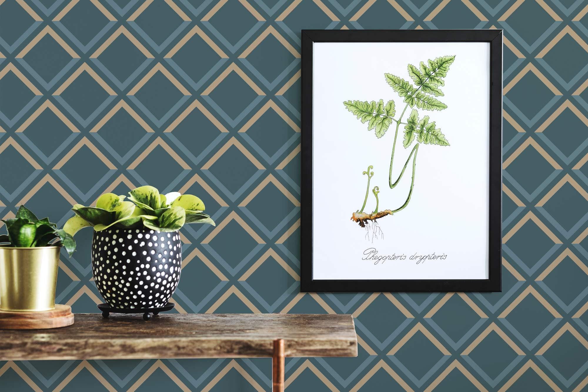 Geometric Wallpaper | Diamond Pattern Removable Peel and Stick or ...
