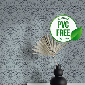 Green and blue art deco wallpaper | Removable Peel and Stick wallpaper or Unpasted wallpaper - PVC-Free |  Self-adhesive wallpaper