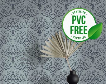 Green and blue art deco wallpaper | Removable Peel and Stick wallpaper or Unpasted wallpaper - PVC-Free |  Self-adhesive wallpaper