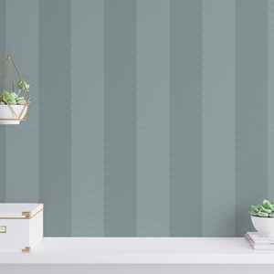 Blue Chevron Wallpaper Removable Peel and Stick Wallpaper or Unpasted
