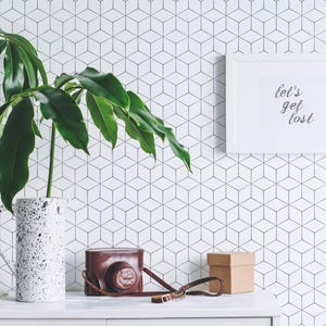 Geometric self-adhesive wallpaper | Hexagon Removable Peel and Stick wallpaper or Unpasted wallpaper - PVC-Free image 7