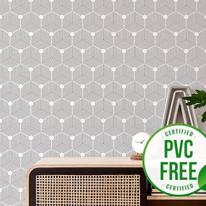 Honeycomb wallpaper | Hexagon Removable Peel and Stick wallpaper or Unpasted wallpaper - PVC-Free | Geometric Self-adhesive wallpaper