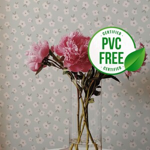 Carta da parati floreale grigia e rosa / Carta da parati rimovibile Peel and Stick o Carta da parati non incollata - Senza PVC / Carta da parati autoadesiva immagine 1