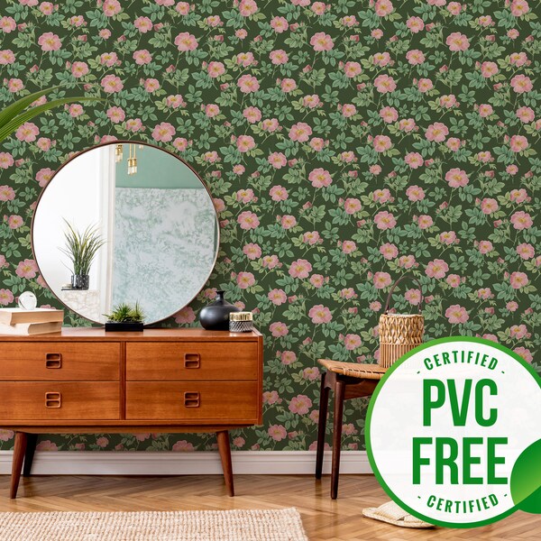 Pink and Green Roses Wallpaper Etsy
