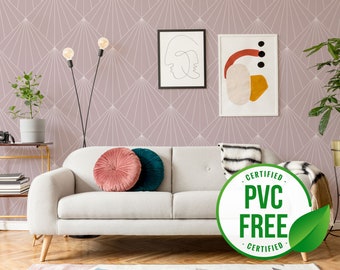 Art Deco wallpaper | Geometric Removable Peel and Stick wallpaper or Unpasted wallpaper - PVC-Free | Contemporary Self-adhesive wallpaper