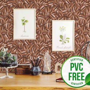 Brown coffee bean wallpaper | Removable Peel and Stick wallpaper or Unpasted wallpaper - PVC-Free | Realistic Cafe Self-adhesive wallpaper