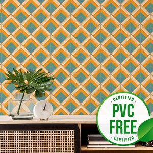 Orange and Blue Retro Wallpaper Removable Peel and Stick Wallpaper or