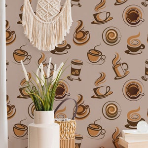 Brown Cafe Wallpaper Removable Peel and Stick Wallpaper or Unpasted