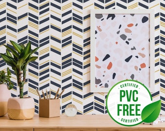 Chevron wallpaper | Herringbone Removable Peel and Stick wallpaper or Unpasted wallpaper - PVC-Free | Boho Self-adhesive wallpaper