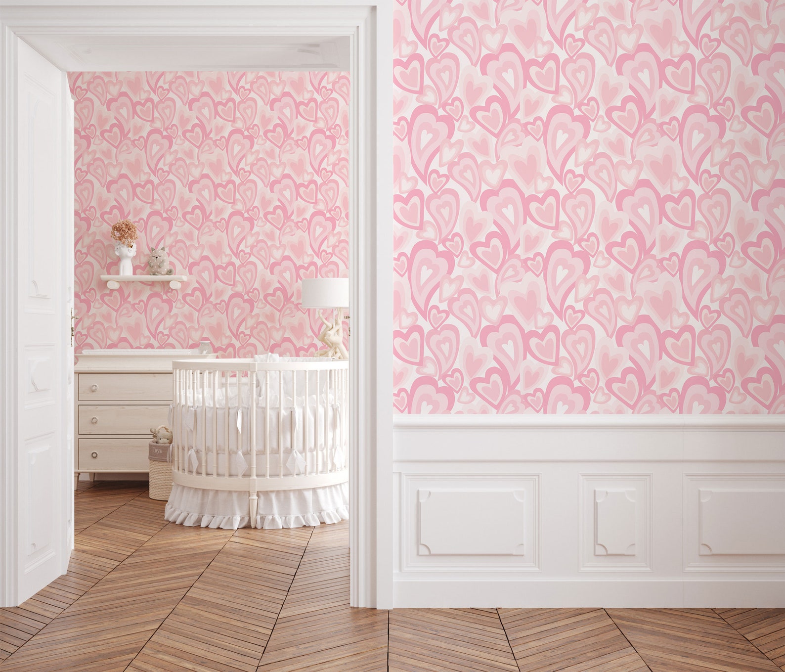 Pink Heart Wallpaper Removable Peel and Stick Wallpaper or - Etsy