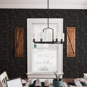 Black and beige floral wallpaper | Removable Peel and Stick wallpaper or Unpasted wallpaper - PVC-Free | Bold Self-adhesive wallpaper image 6