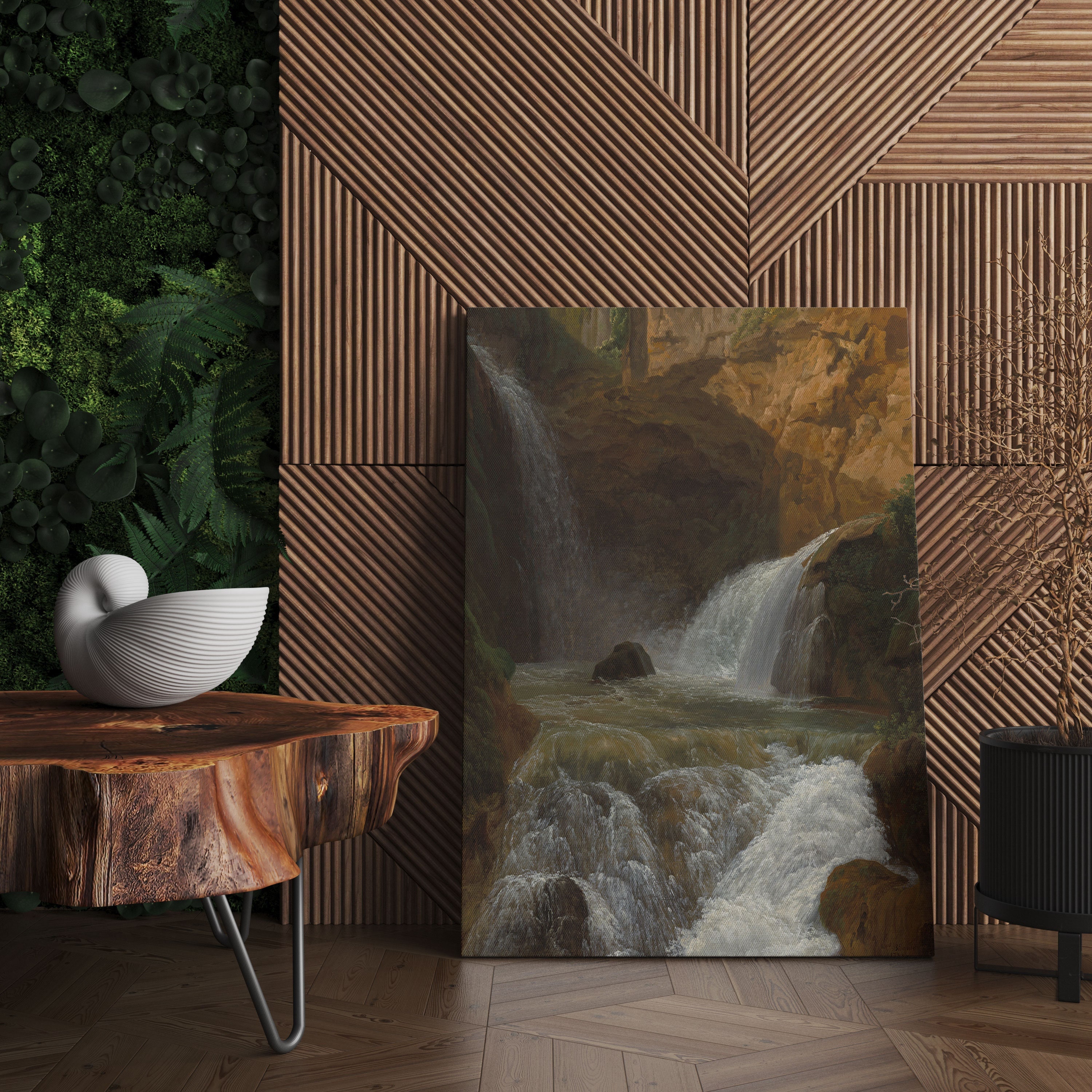 View of the Waterfalls at Tivoli by Jean Joseph Xavier Bidauld Canvas Wall Art Print / Stretched & Ready to Hang Canvas Print