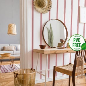 Französische Streifen Tapete abziehen und aufkleben | Inlett Streifen Abnehmbare oder Ungeklebte Tapete - PVC-Frei | Gestreifte selbstklebende Tapete