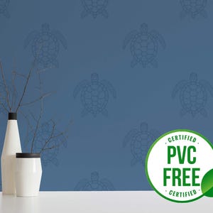 Tapete Blaue Schildkröte | Ablösbare Tapete oder ungeklebte Tapete - PVC-Frei | Maritime Tier selbstklebende Tapete