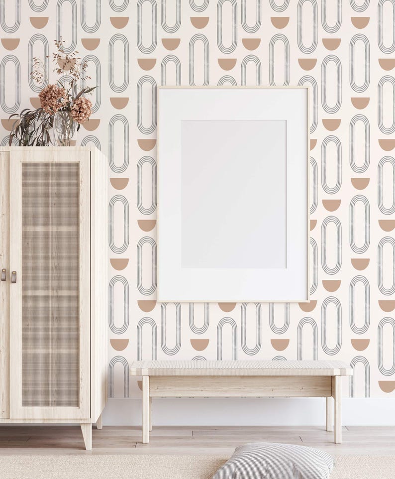 Abstract boho circles self-adhesive wallpaper | Removable Peel and Stick wallpaper or Unpasted wallpaper - PVC-Free image 8