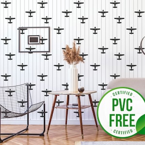 Vintage plane wallpaper | Airplane Removable Peel and Stick wallpaper or Unpasted wallpaper - PVC-Free | Minimal Self-adhesive wallpaper