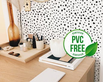 Speckled dot self-adhesive wallpaper | Black and white polka dot Removable Peel and Stick wallpaper or Unpasted wallpaper - PVC-Free