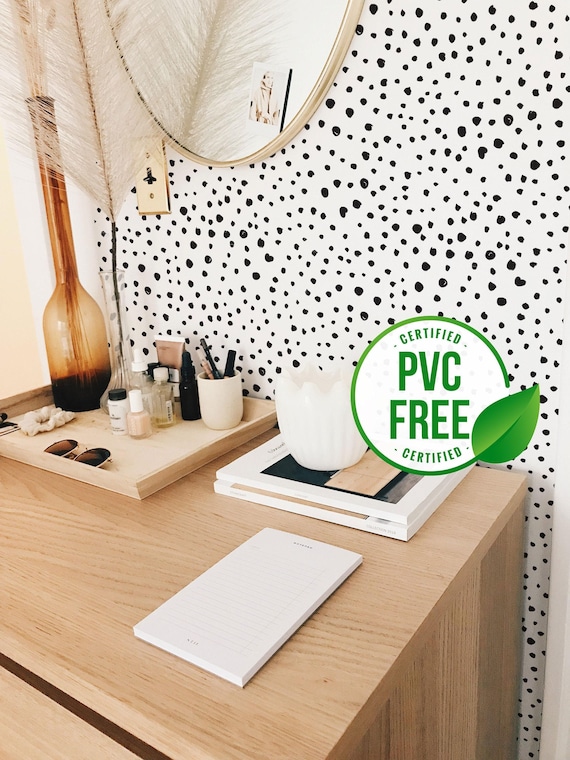 Speckled dot self-adhesive wallpaper | Black and white polka dot Removable Peel and Stick wallpaper or Unpasted wallpaper - PVC-Free