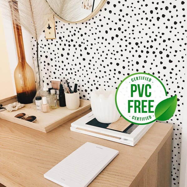 Speckled dot self-adhesive wallpaper | Black and white polka dot Removable Peel and Stick wallpaper or Unpasted wallpaper - PVC-Free