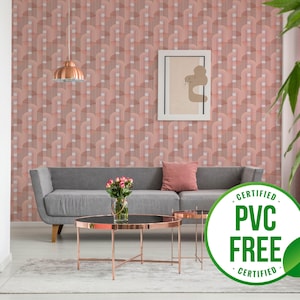 Papier peint de luxe rose | amovible ou papier peint non encollé - sans PVC | Papier peint auto-adhésif géométrique audacieux